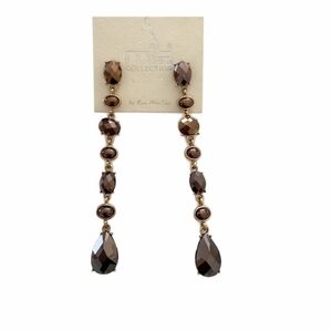 NWT MACYs Mia Collection Brown/Amber DANGLE EARRINGS